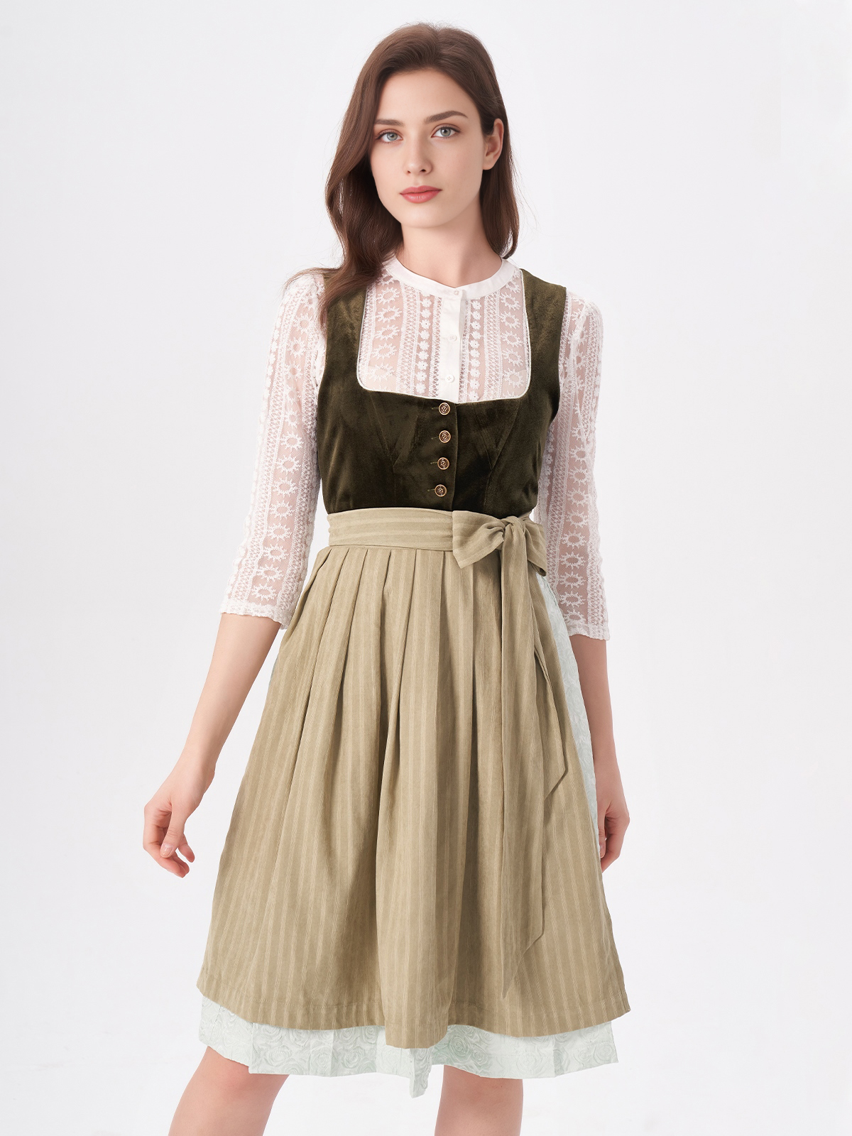 Dirndl Schwarz Beige in Grün