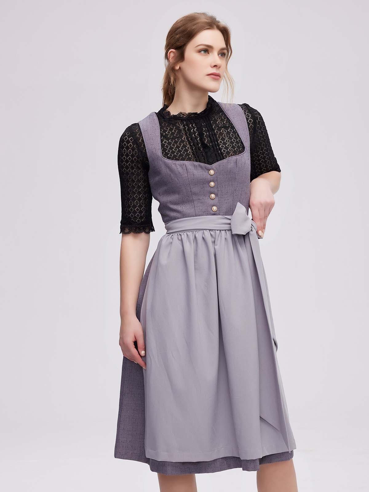 Modernes graues Dirndl mit femininem Schnitt