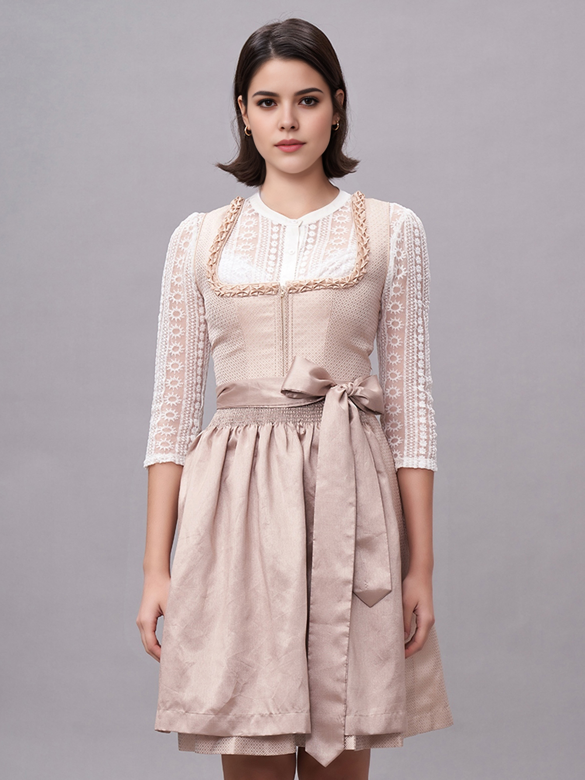 Einfarbiges Dirndl in Beige