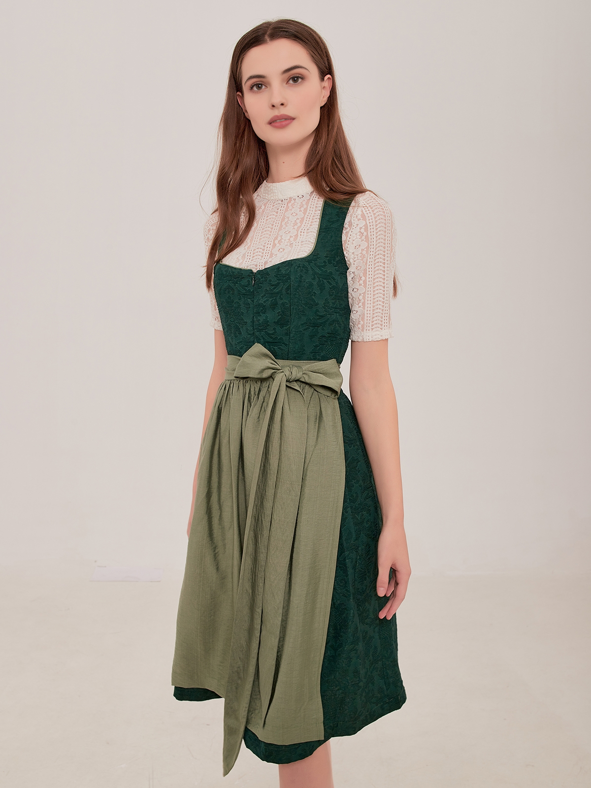 Dirndlbluse Langarm Puffärmel in Grün