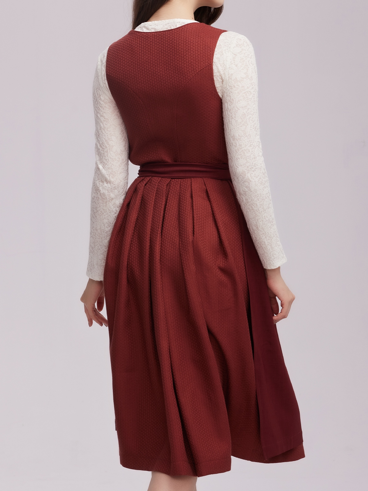 Dirndlbluse langarm weiß in Rot