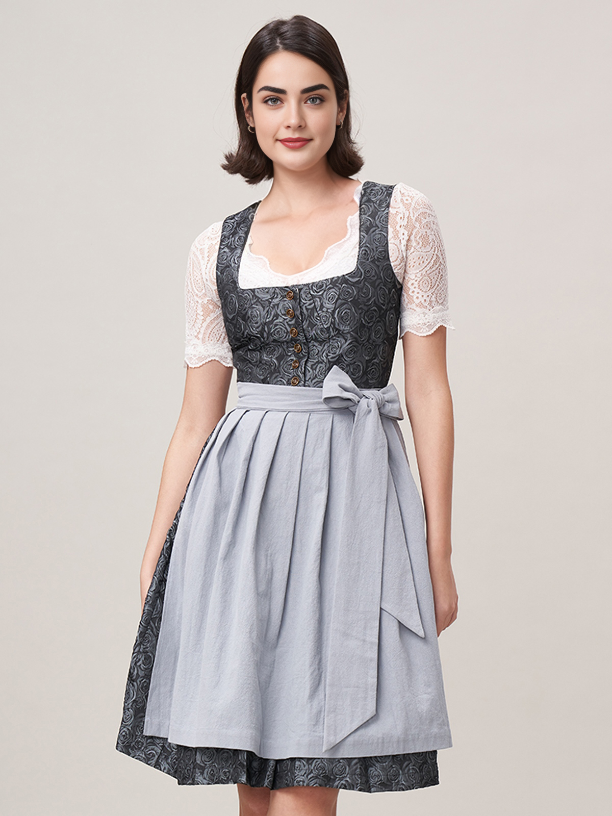 Dirndl in Blau mit gelber Schürze