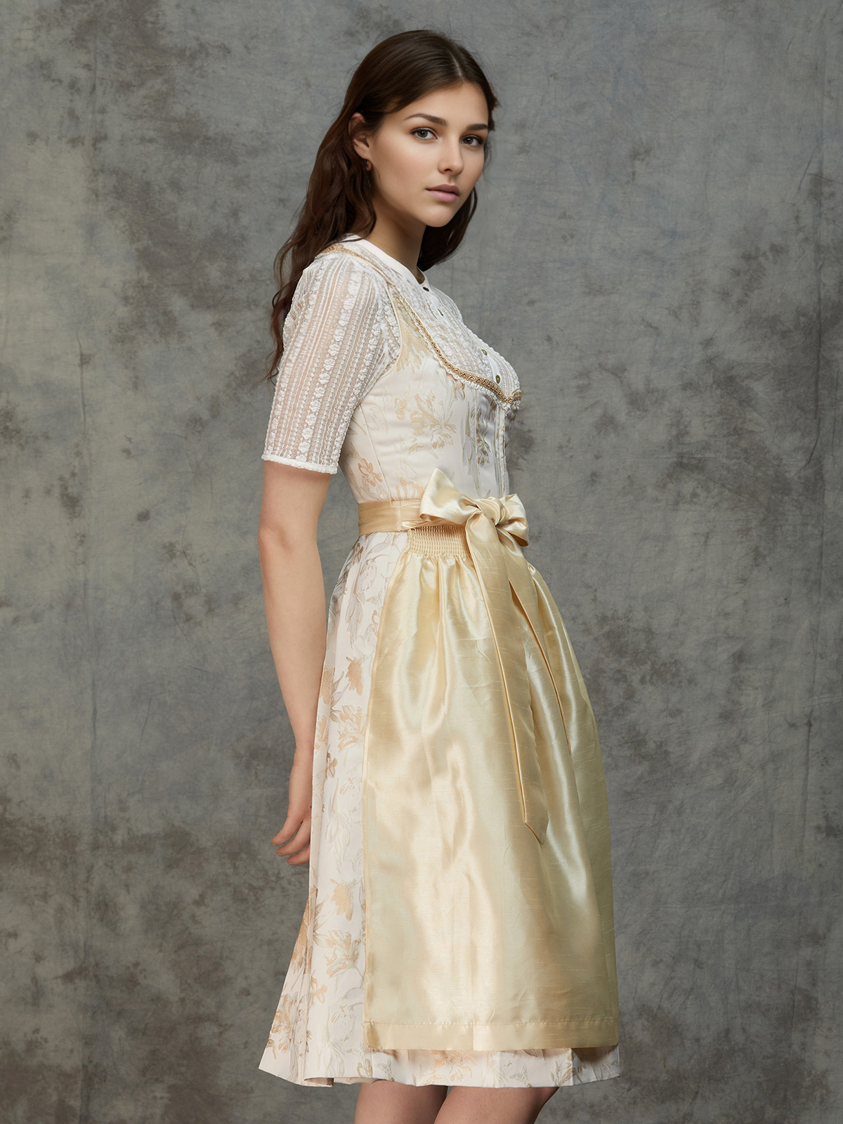 Stylisches Midi Dirndl in Gelb